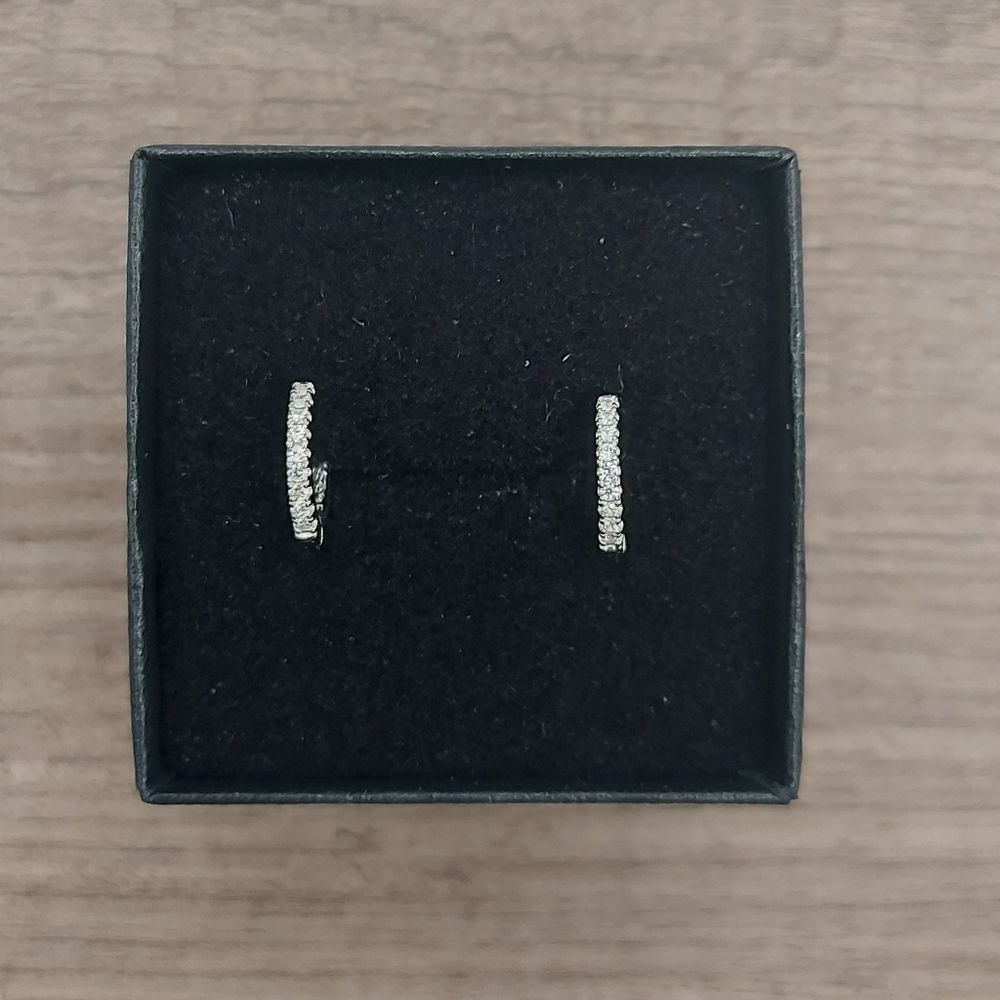 925 Sterling Silver CZ Huggies / Hoop Earrings